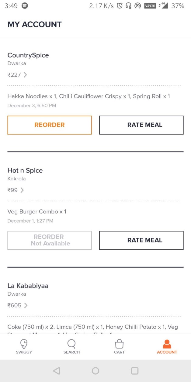 Swiggy Android app